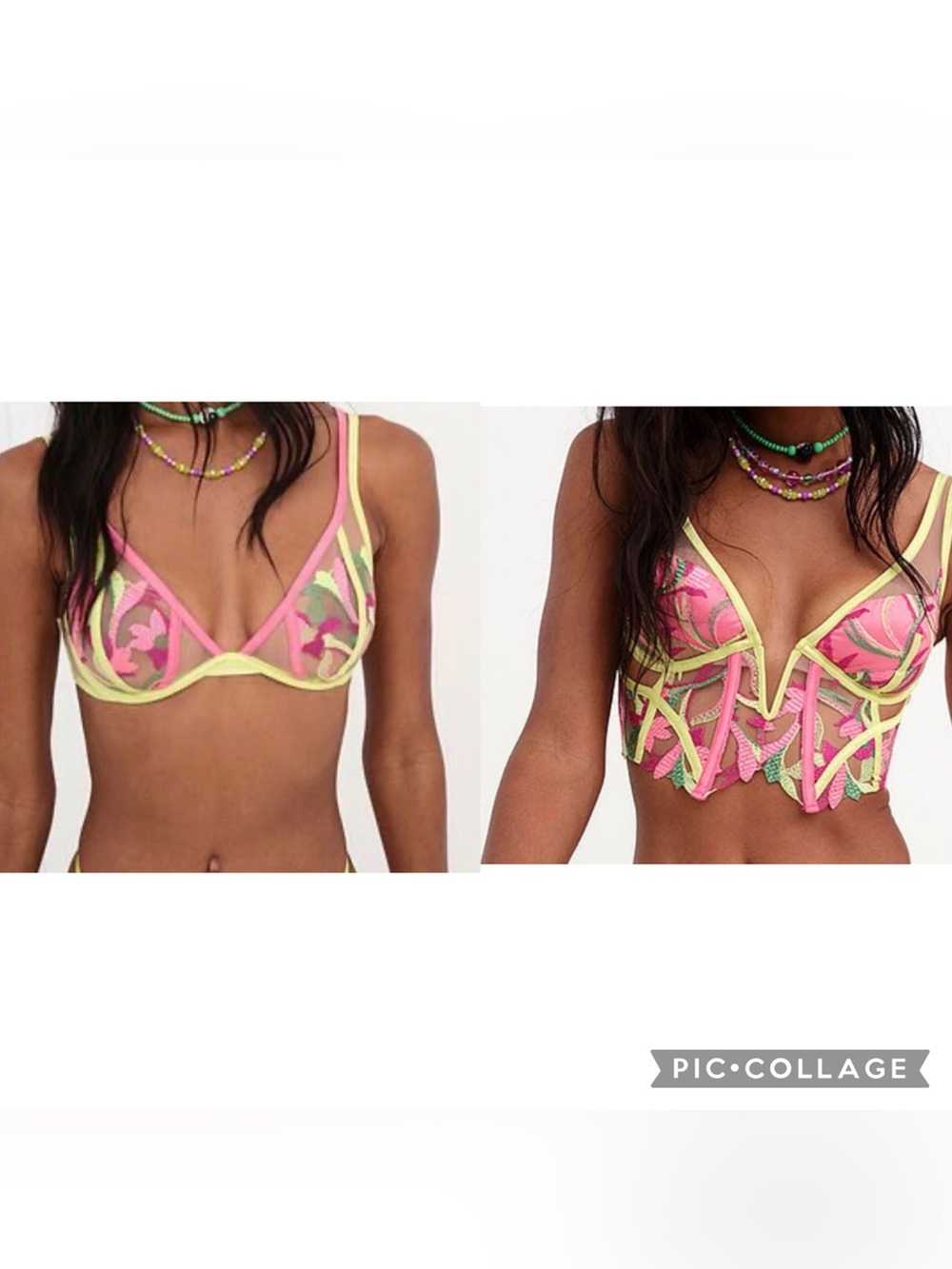 For Love and Lemons x Victoria Secret Petunia Embroidery Bustier & Bra Lot 36B